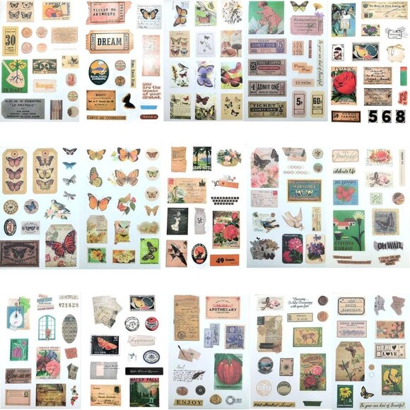 410 Aesthetic Scrapbook Stickers, Vintage Stickers for journaling 20 Scrapbook P - Picture 3 of 6